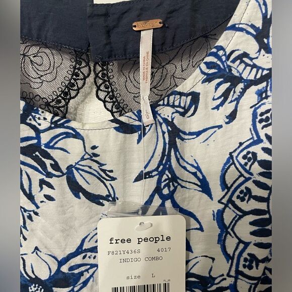 FREE PEOPLE RUSSIAN PLATE DRESS INDIGO SZ L - Picture 5 of 5